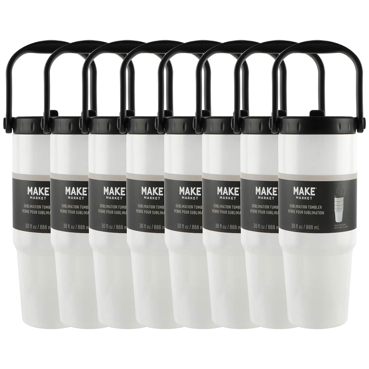 8 Pack: 30oz. Stainless Steel Sublimation Travel Tumbler by Make Market®